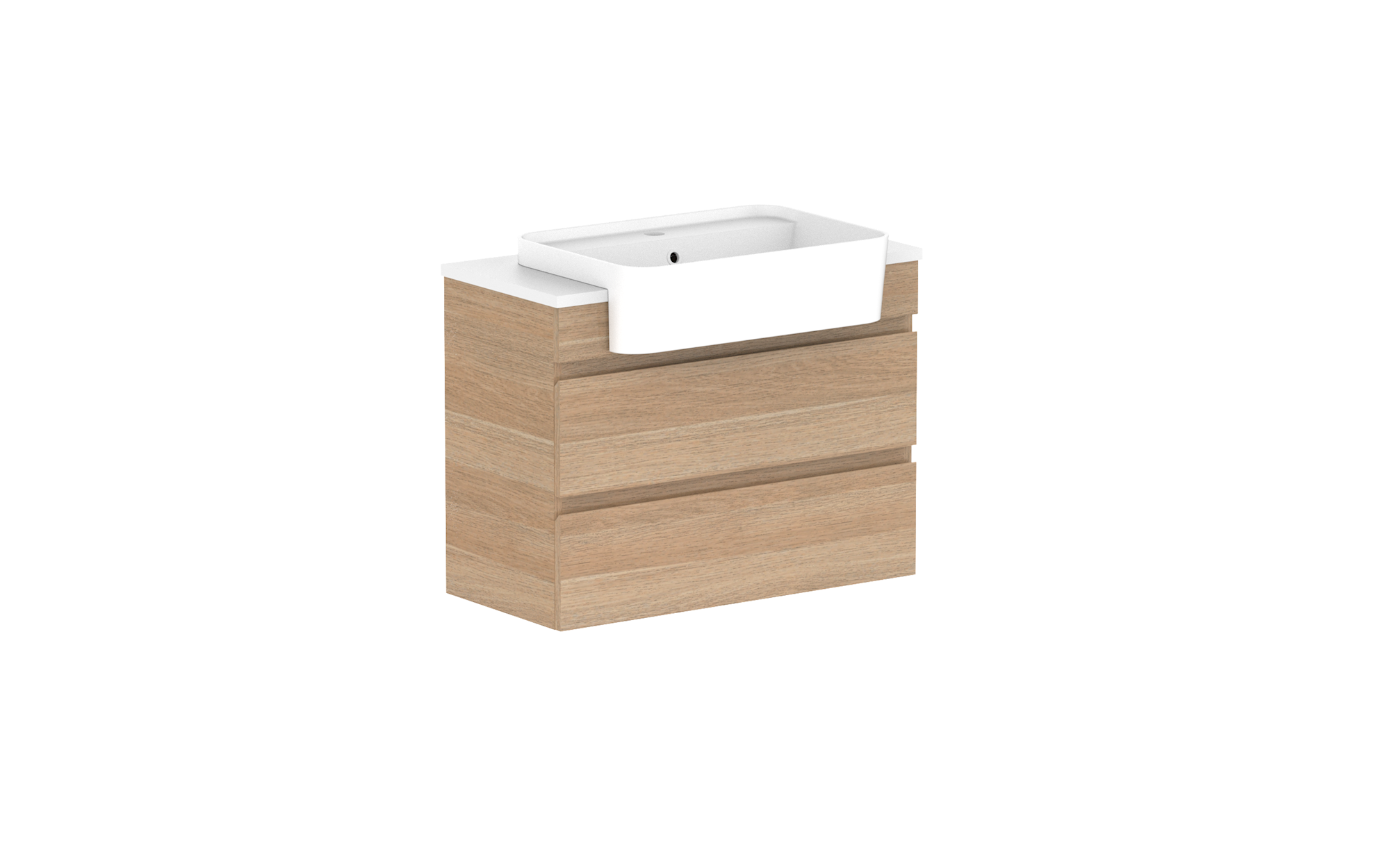 Glacier Semi-Recessed All-Drawer, 750 Twin, Wall Hung