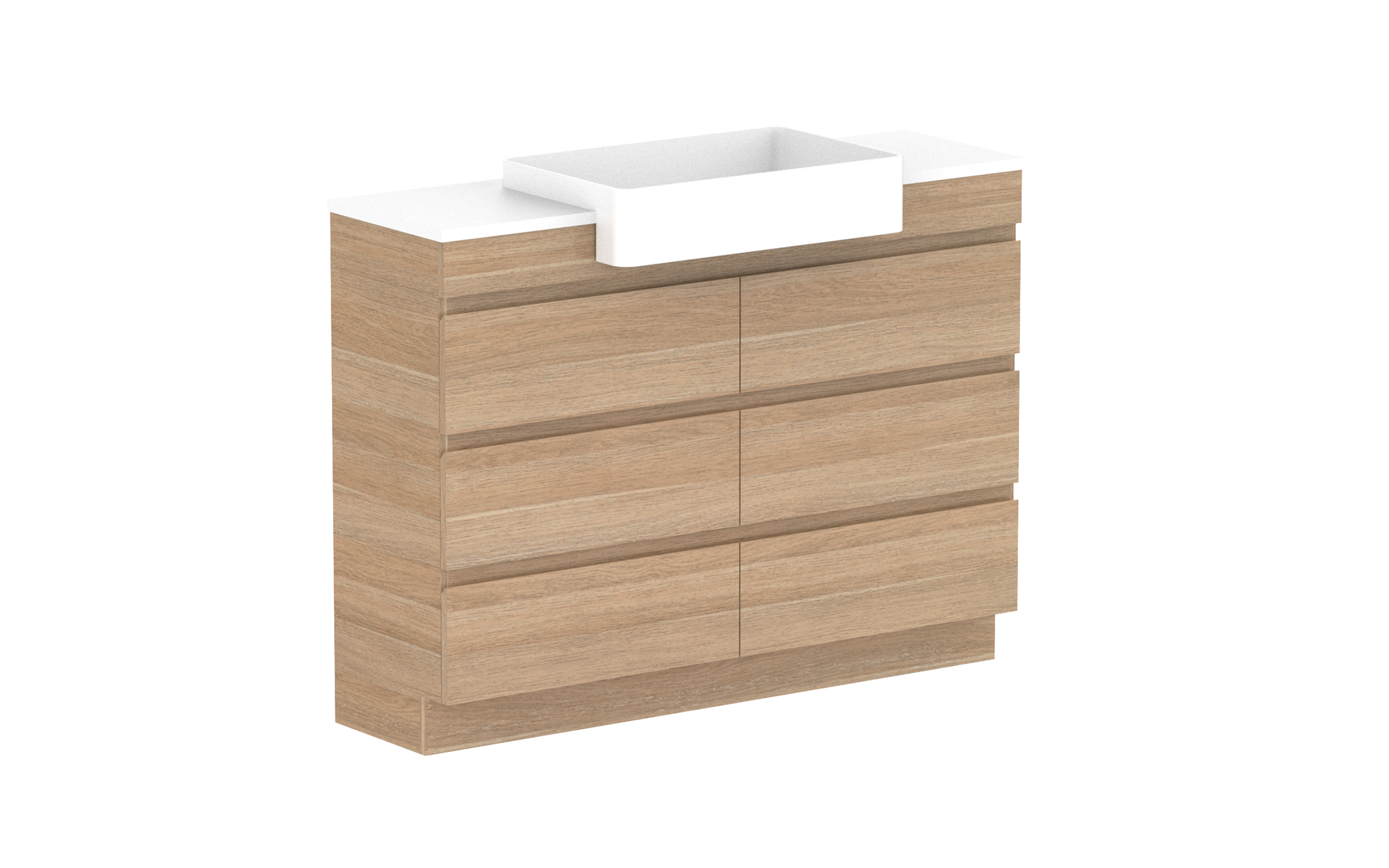 Glacier Semi-Recessed All-Drawer, 1200 Trio, Floor Mount