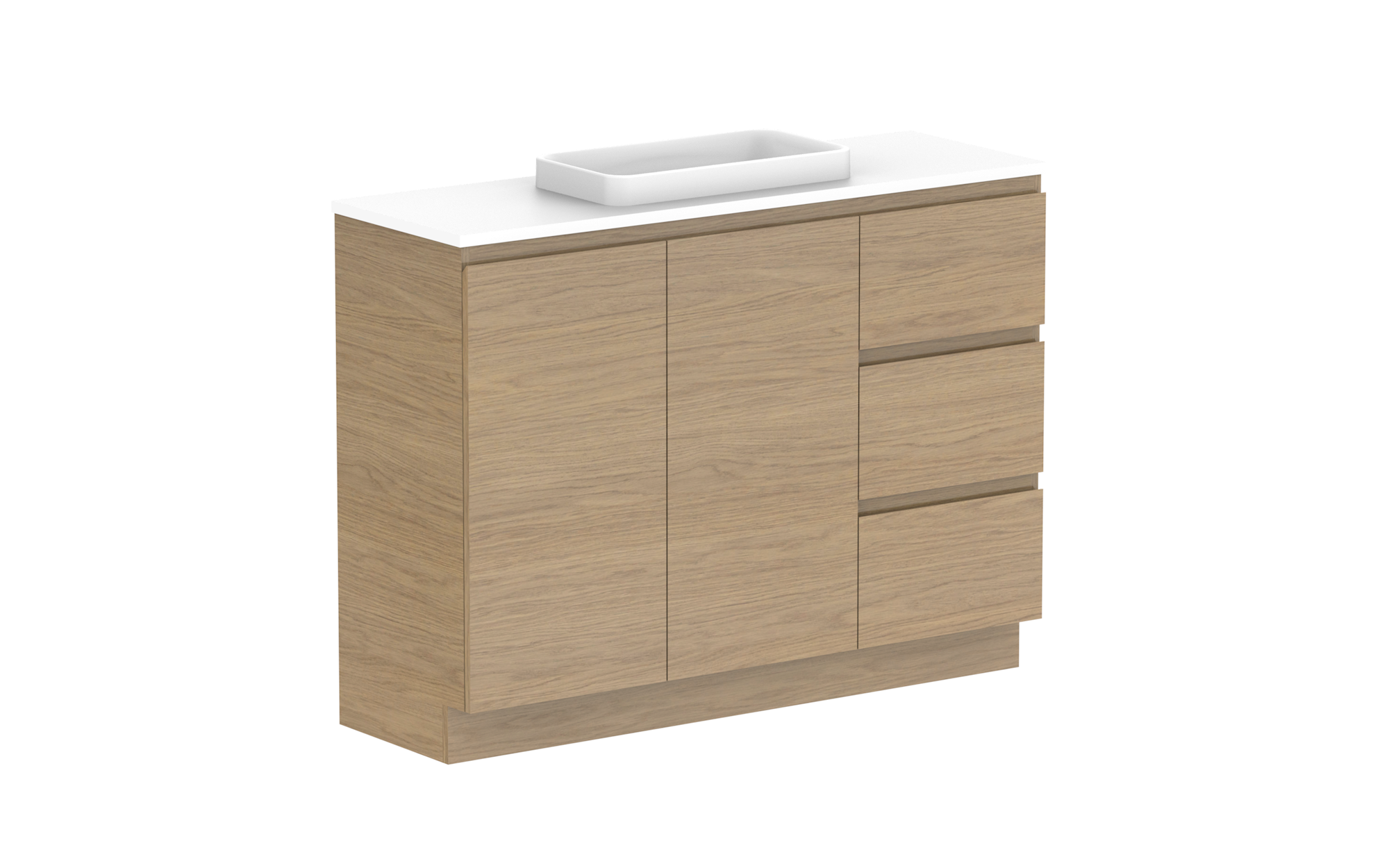 Glacier Ensuite Door & Drawer, 1200 Trio, Floor Mount