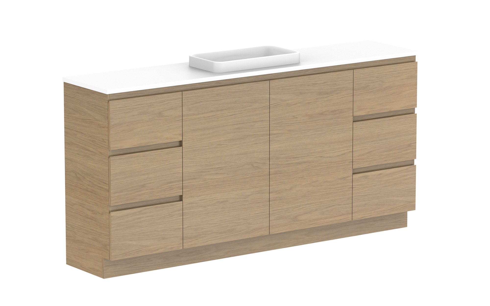 Glacier Ensuite Door & Drawer, 1800 Trio, Floor Mount