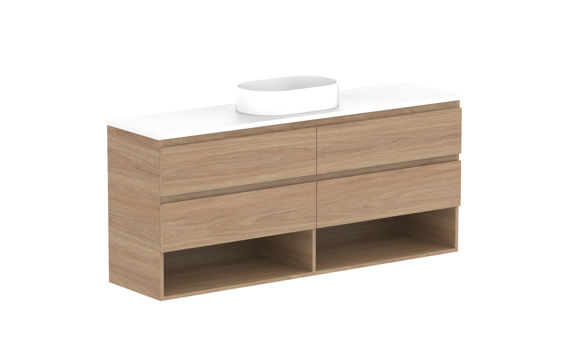 Glacier Ensuite Shelf, 1500 Twin, Wall Hung