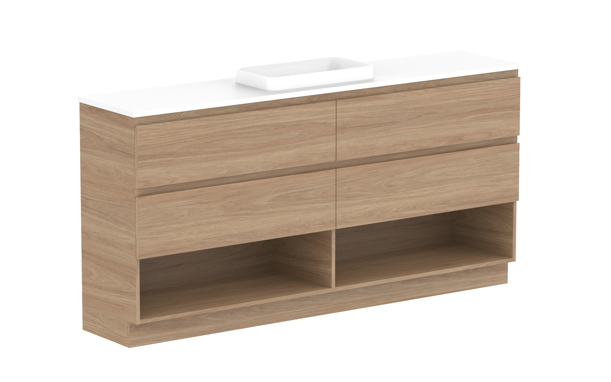 Glacier Ensuite Shelf, 1800 Trio, Floor Mount