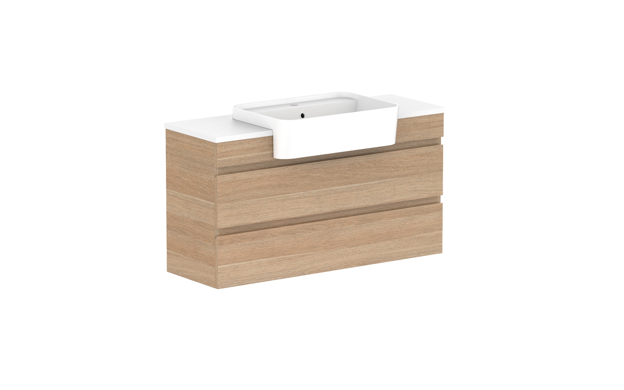 Glacier Semi-Recessed All-Drawer, 1050 Twin, Wall Hung