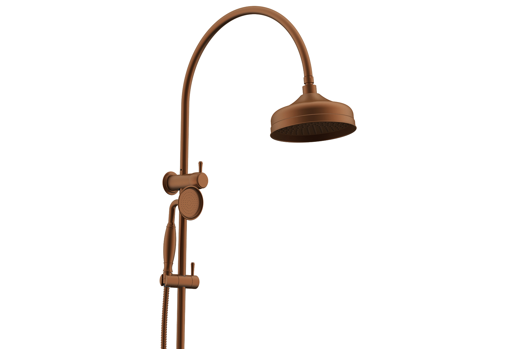 Eternal Gooseneck Twin Shower Set Brushed Copper